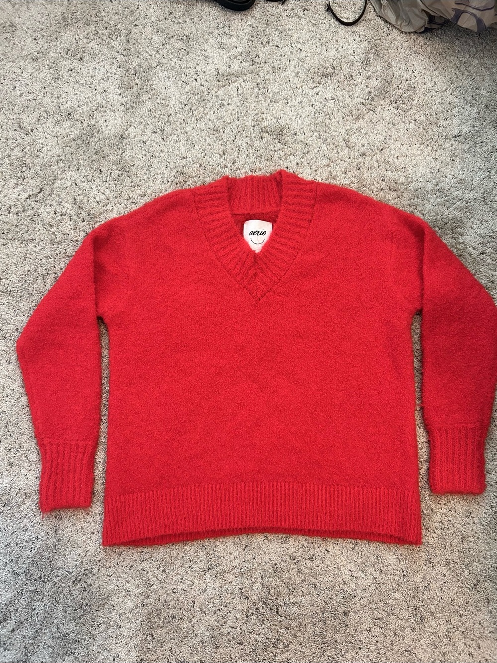 Aerie Red V-Neck Sweater